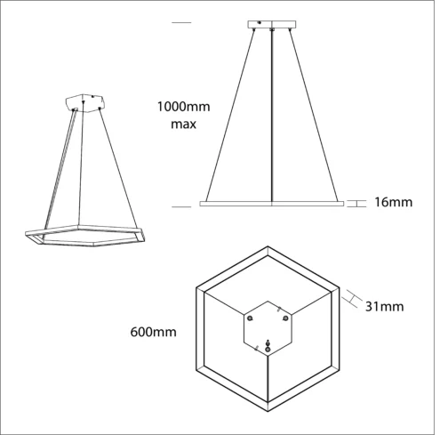 suspension esagono 60 dimension