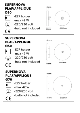 dimensions Supernova est une applique ou plafonnier en métal peint disponible en plusieurs configurations et coloris